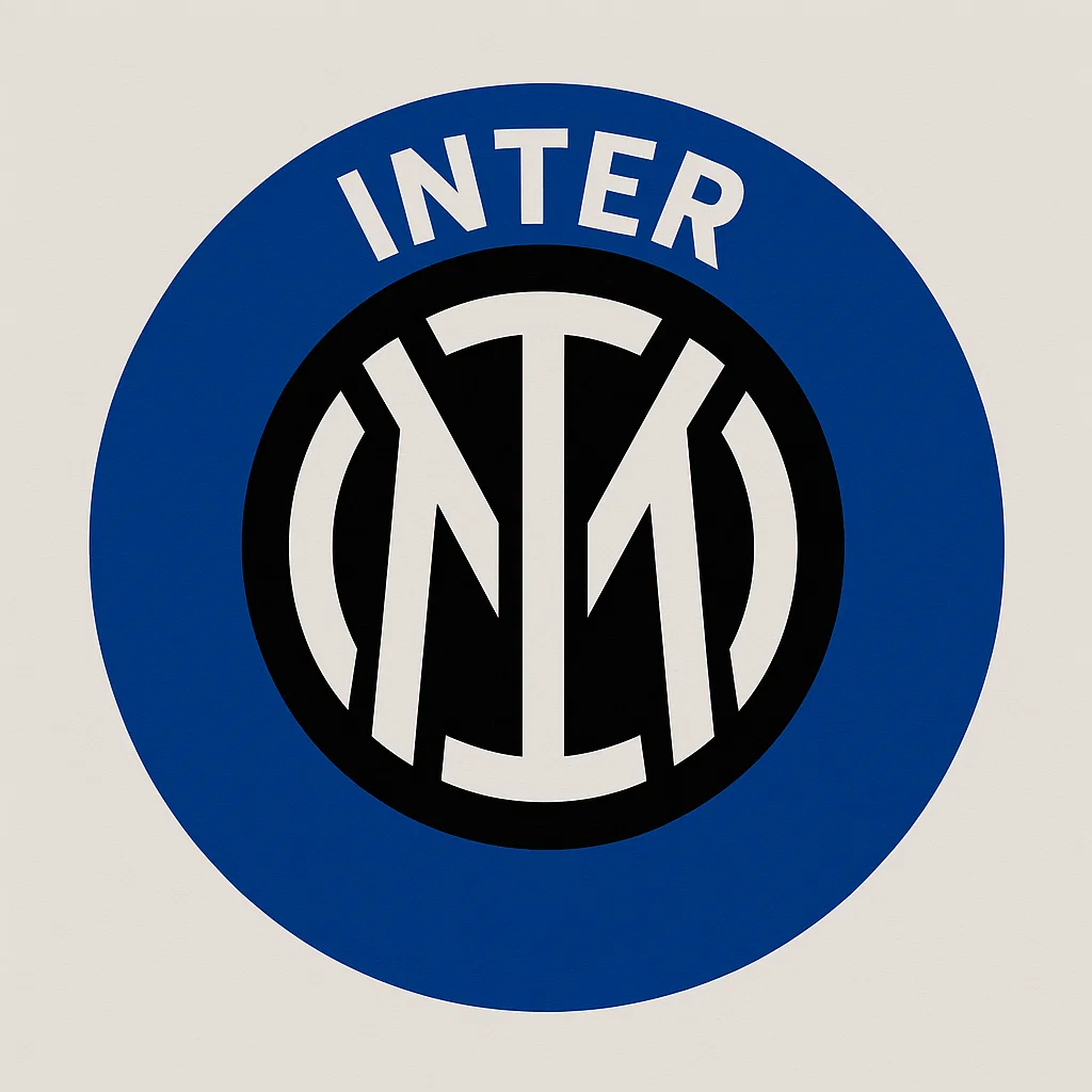 파란색 원 안에 흰색과 검정색으로 얽힌 ‘IM’ 형태의 로고가 들어 있고, 상단에 ‘INTER’ 글자가 쓰여 있는 원형 엠블럼 이미지.