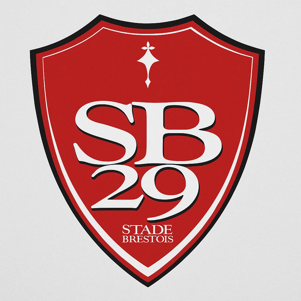 빨간 방패형 배경에 흰색 글씨로 ‘SB29’가 쓰여 있고, 하단에는 ‘STADE BRESTOIS’ 문구가 포함된 엠블럼 이미지.