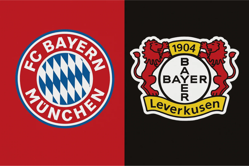 바이에른 뮌헨과 레버쿠젠 로고 – 분데스리가 빅매치 대결 이미지