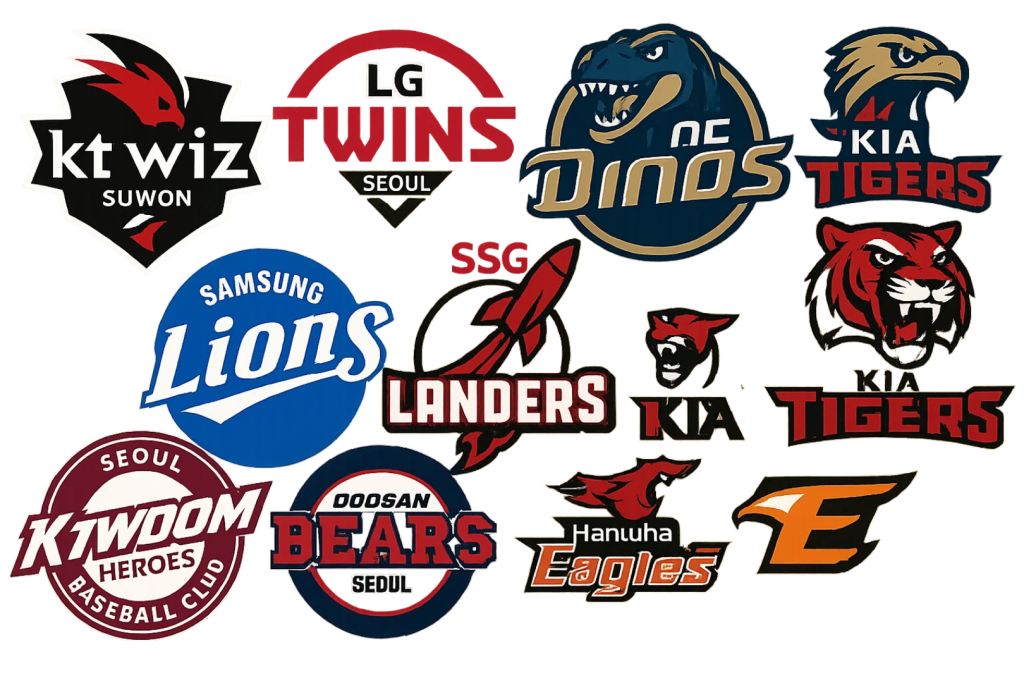 KBO 10개 구단 공식 로고 모음 – LG 트윈스, 두산 베어스, SSG 랜더스, 키움 히어로즈, 한화 이글스, KIA 타이거즈, 삼성 라이온즈, 롯데 자이언츠, NC 다이노스, KT 위즈