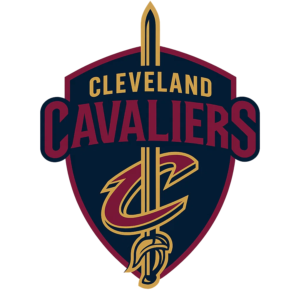 클리블랜드 캐벌리어스 공식 로고 – NBA 농구팀, 검붉은 방패와 검의 엠블럼