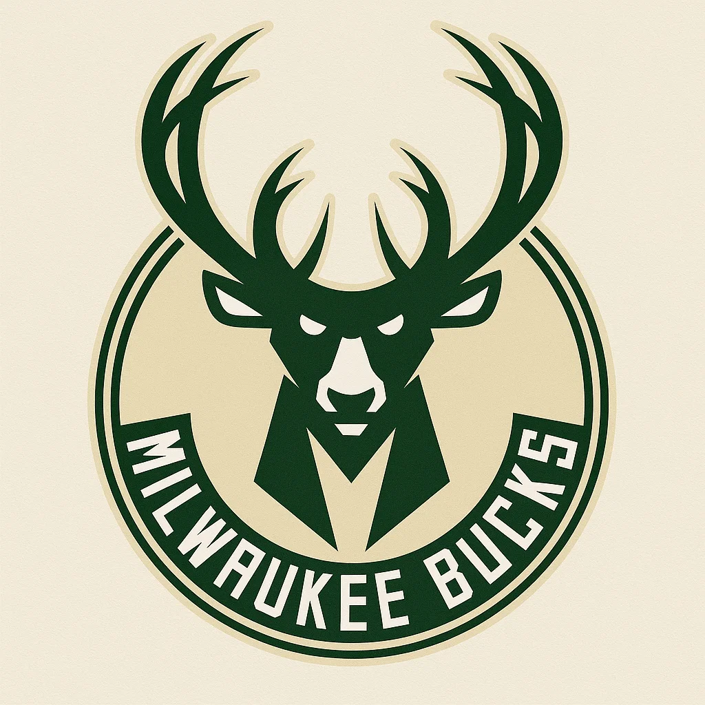 밀워키 벅스 공식 로고 – NBA 농구팀, 사슴의 머리를 형상화한 초록색 엠블럼