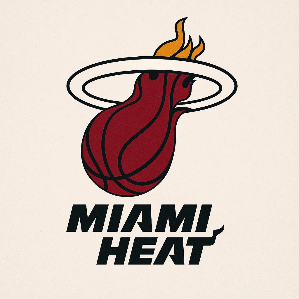마이애미 히트 공식 로고 – NBA 농구팀, 불타는 농구공과 링을 형상화한 엠블럼