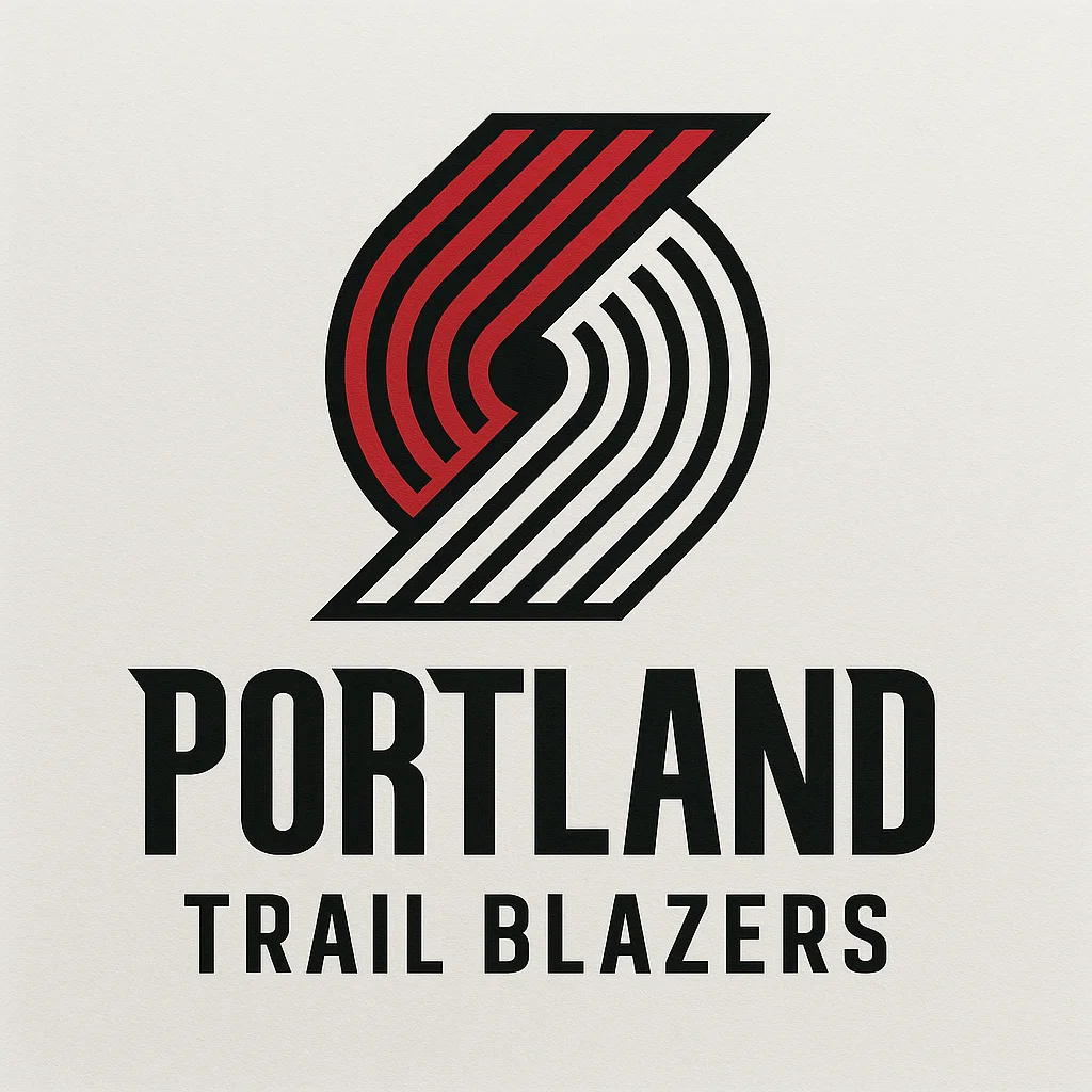 포틀랜드 트레일블레이저스 공식 로고 – NBA 농구팀, 붉은색과 흰색 곡선이 교차한 심볼