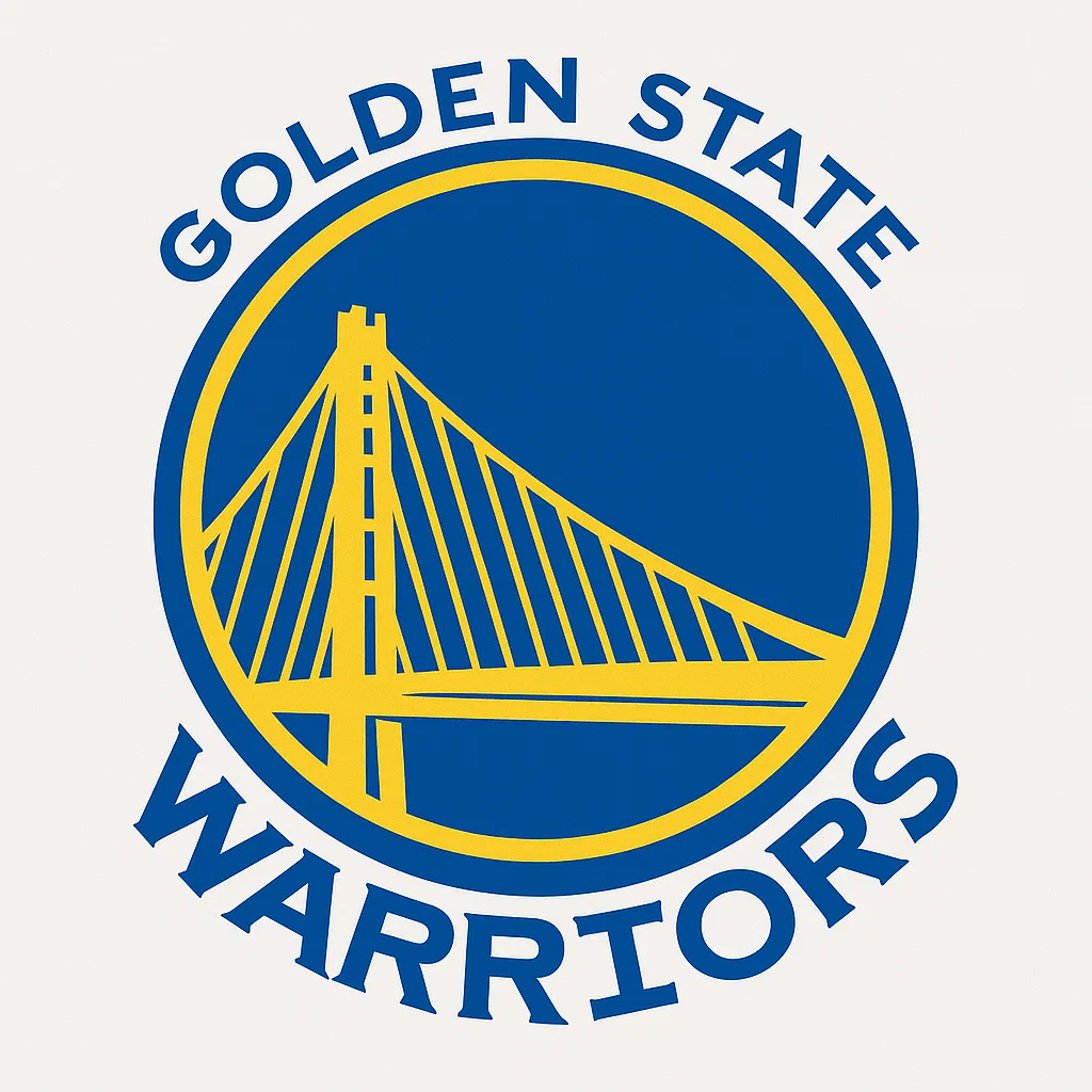 골든스테이트 워리어스 로고 – 파란 원 안에 노란 금문교 디자인이 있는 NBA 농구팀 엠블럼