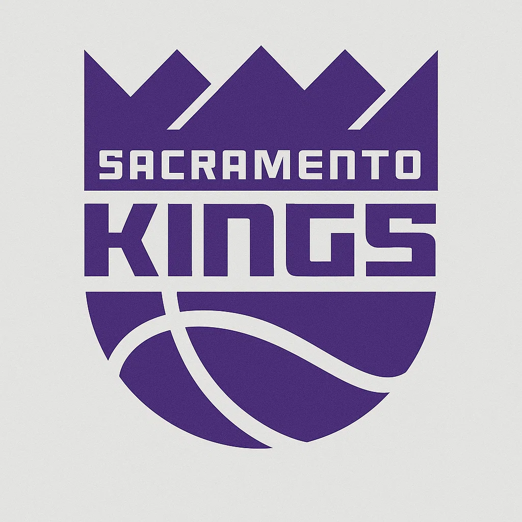 새크라멘토 킹스 로고 – 보라색 왕관과 농구공이 결합된 방패형 디자인의 NBA 팀 엠블럼