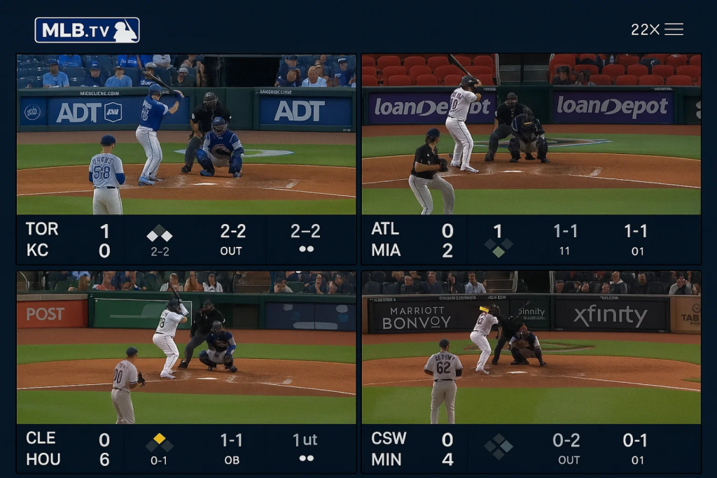MLB.TV 멀티뷰 중계 – 메이저리그 동시 경기 시청 화면