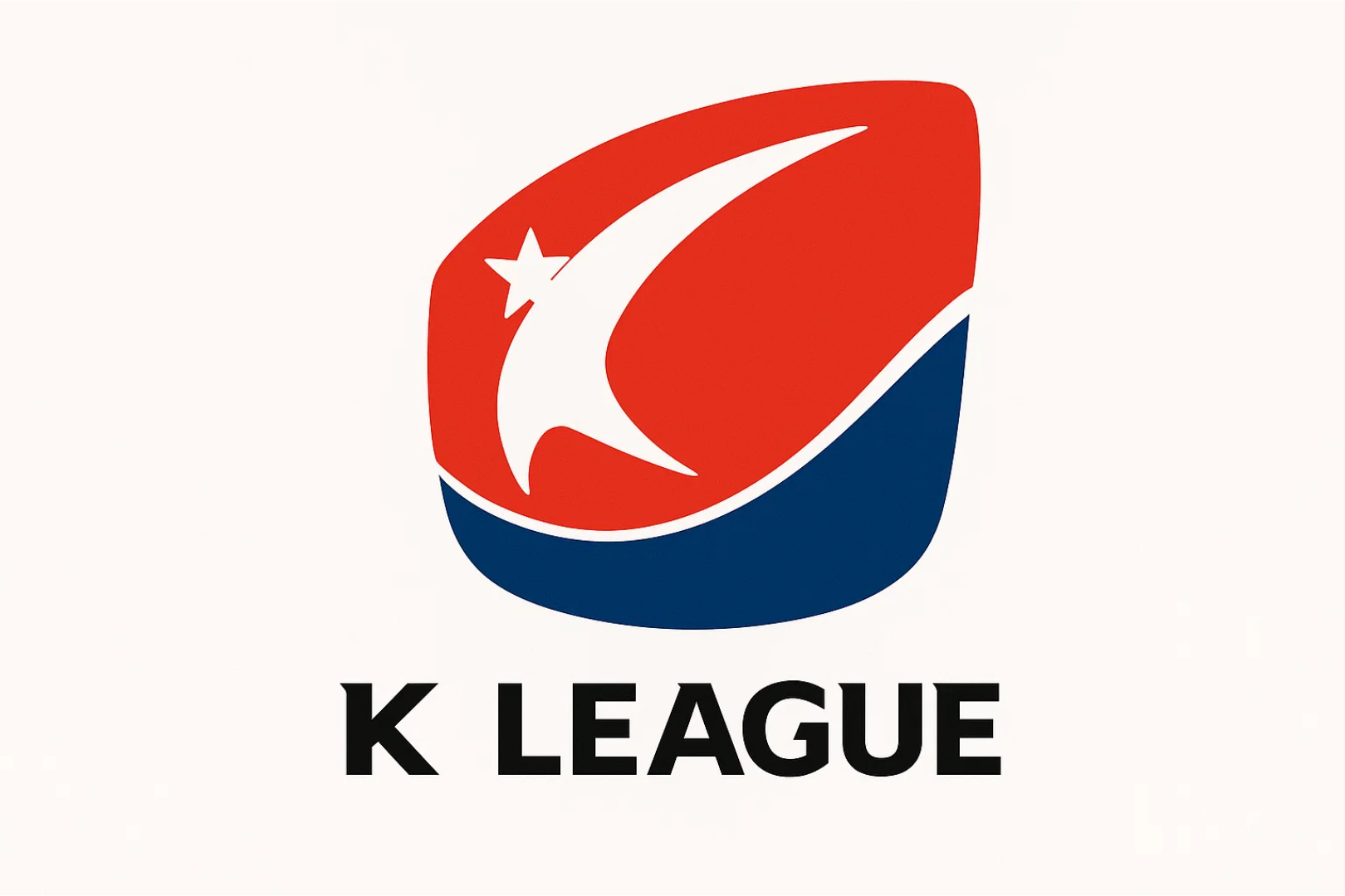 K리그 공식 로고, 붉은색과 남색 배경 위 별과 곡선을 형상화한 디자인 이미지
