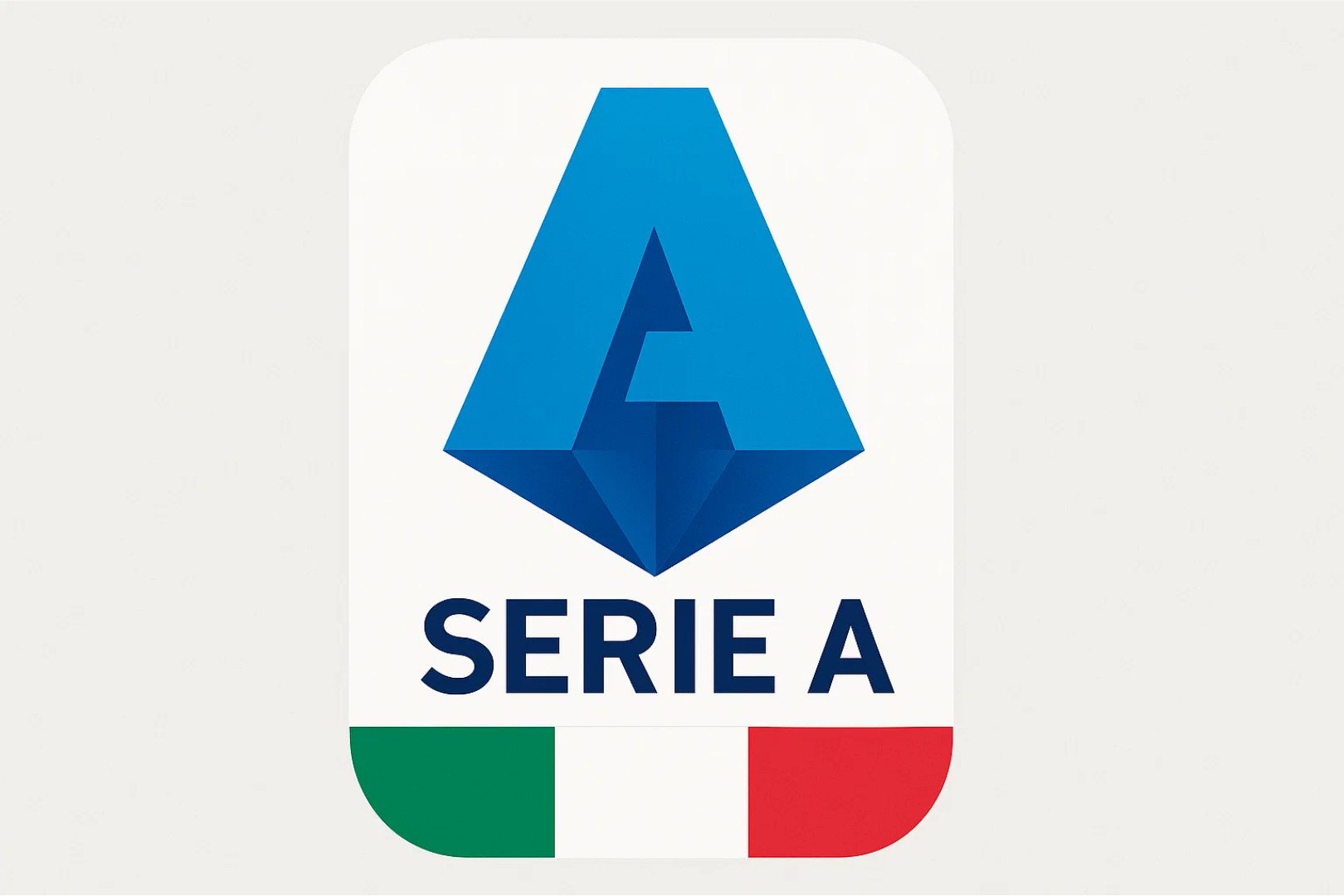 세리에A 이탈리아 프로축구리그 공식 로고, 파란색 A자 디자인과 이탈리아 국기 색상 포인트