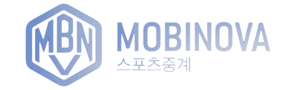 모비노바 스포츠중계 투명 배경 로고 – MBNV 엠블럼과 영문 로고 텍스트