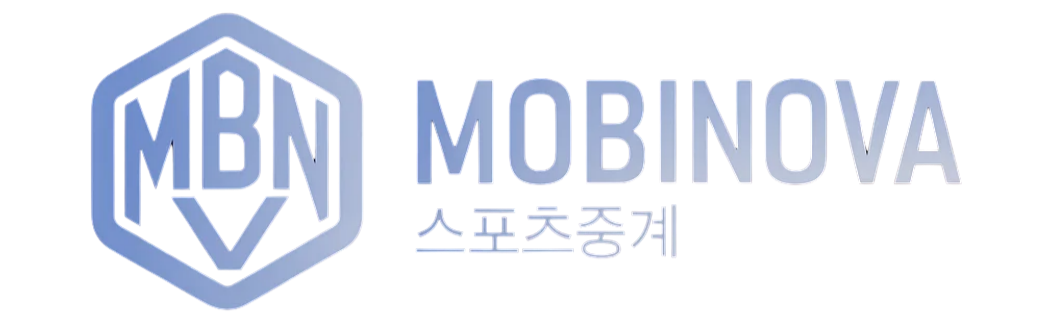 모비노바 스포츠중계 투명 배경 로고 – MBNV 엠블럼과 영문 로고 텍스트